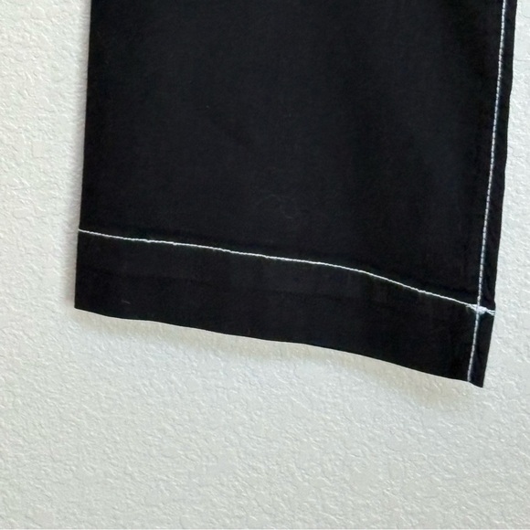 Maeve Anthropologie The Colette Black Contrast Stitch Wide Leg Cropped Pants 26 - Picture 5 of 10